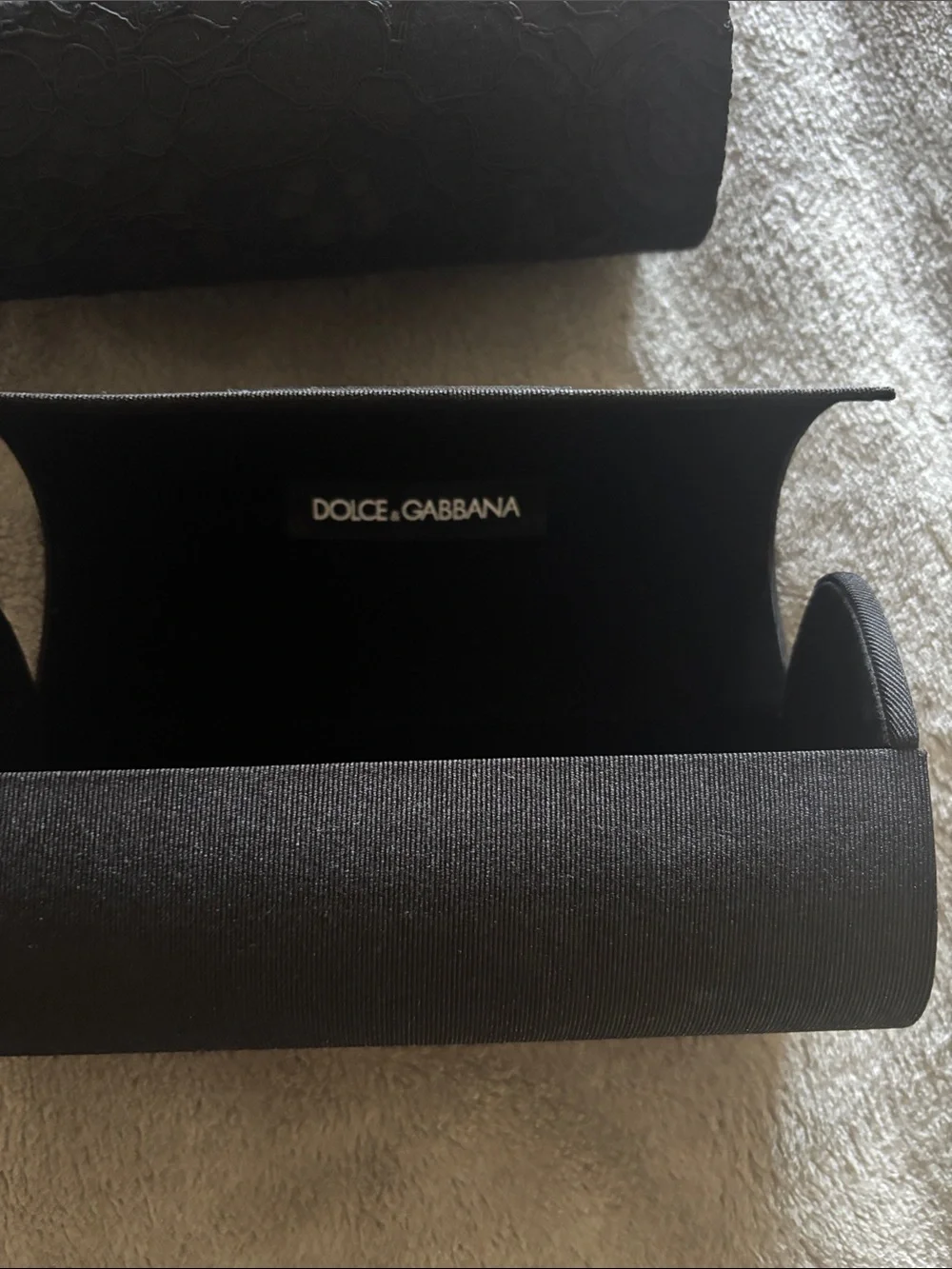 Dolce & Gabbana Black Women's Glasses Case Set - Lace and Satin Finish